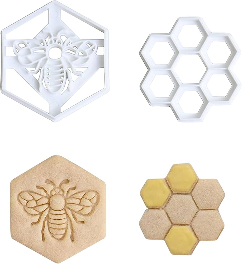 Honey Bee Cookie Cutters - Set of 2, Cute White Cartoon Mould Set,Plastic Fondant Cutter for DIY ... | Amazon (US)