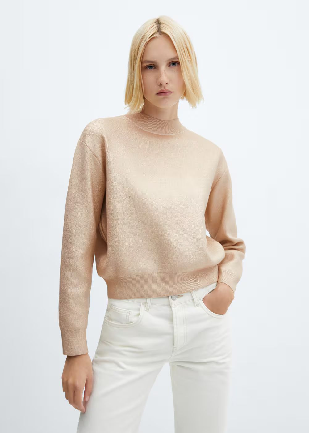 Foil round-neck sweater -  Women | Mango USA | MANGO (US)