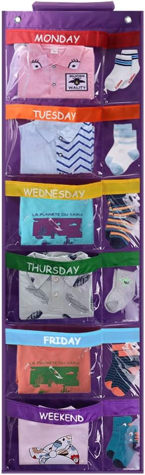 ABCKEY Rainbow Weekly Kids Clothes Organizer for Daily Activity,Portable Kids Clothes Storage wit... | Amazon (US)