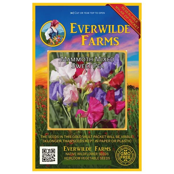 Everwilde Farms - 50 Mammoth Mixed Sweet Pea Garden Flower Seeds - Gold Vault Jumbo Bulk Seed Pac... | Walmart (US)