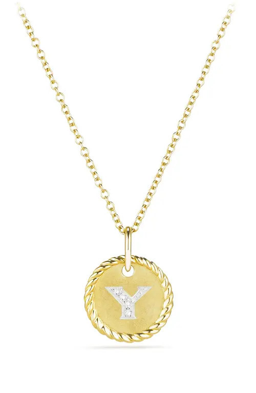David Yurman Cable Collectibles Diamond Initial Pendant Necklace at Nordstrom, Size 18 In | Nordstrom