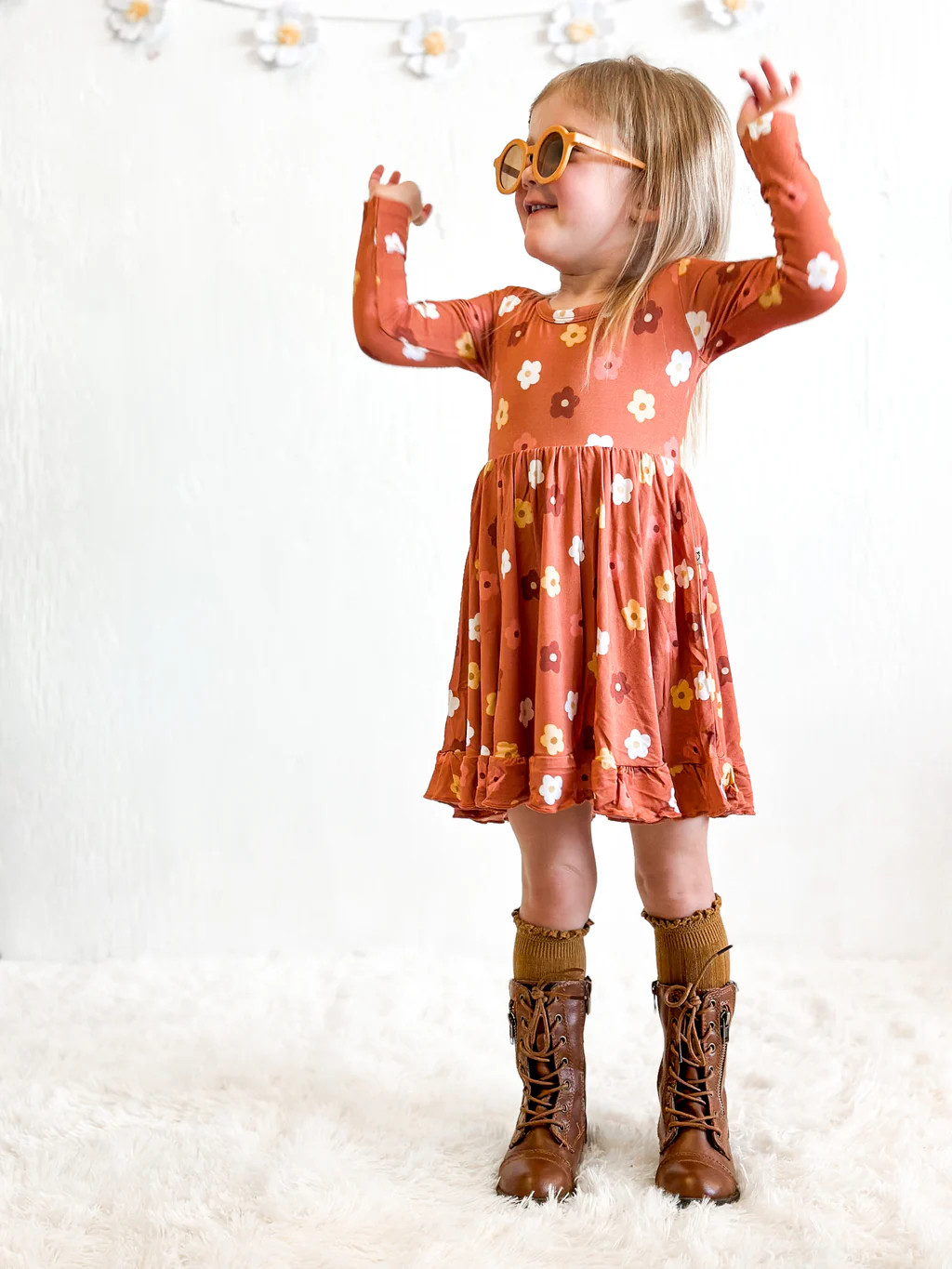 DAISY DREAMZzz LONG SLEEVE DREAM RUFFLE DRESS | DREAM BIG LITTLE CO