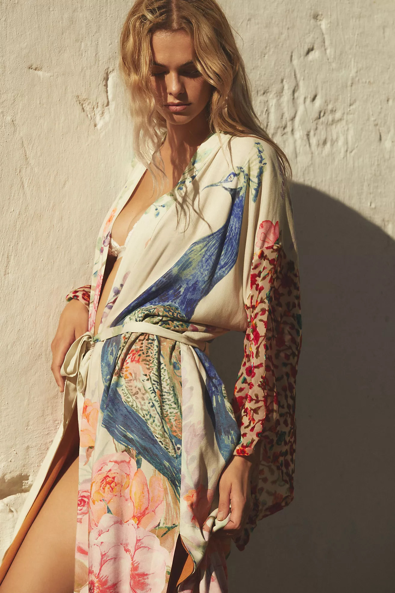 Aratta Bird Long Printed Robe | Anthropologie (US)