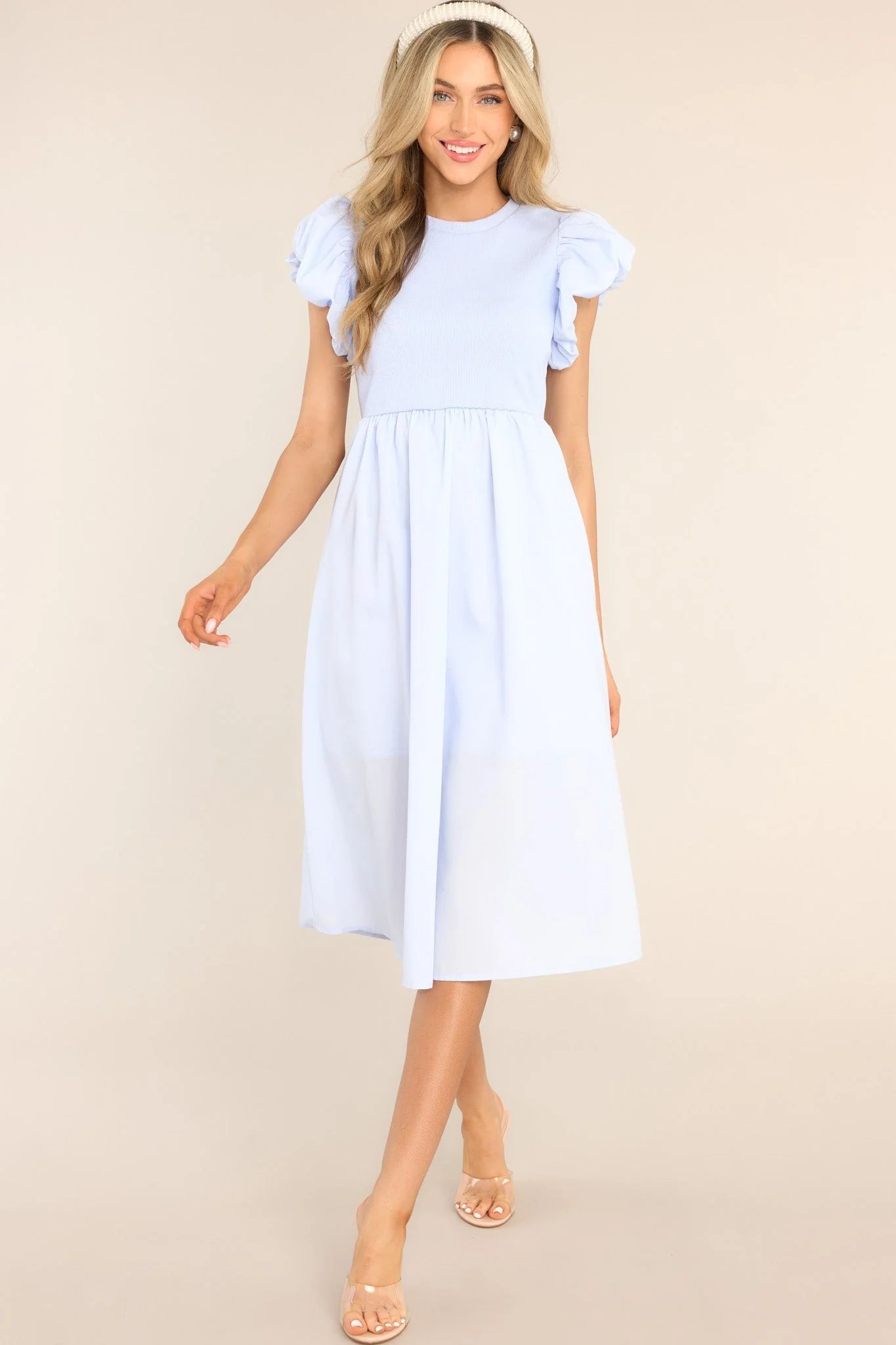 Closet Cornerstone Sky Blue Midi Dress | Red Dress