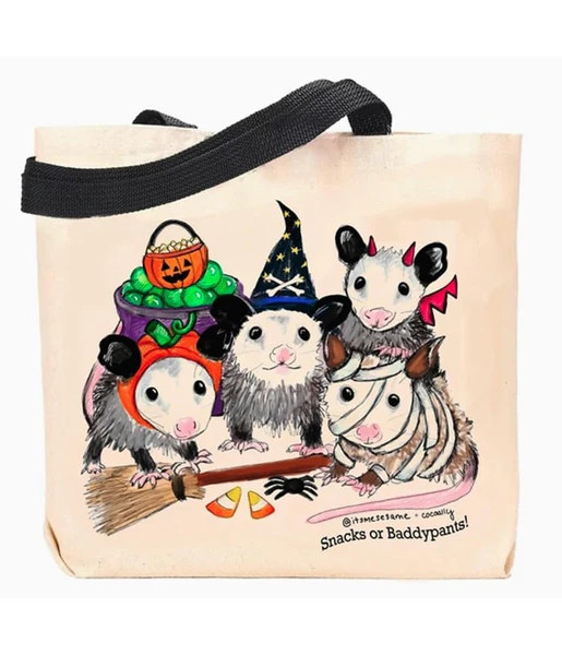 Sesame the Opossum Trick or Treat Opossums Tote Bag | UniqueVintage