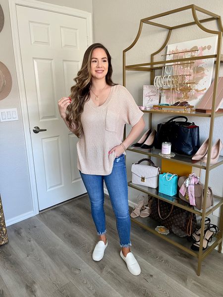 Casual Outfit Idea | Casual Top, wearing small / Raw Hem Jeans, wearing 0 / Mule Slip On Shoes, sized down to 6 | Amazon Fashion Finds, Walmart Fashion Finds #Outfitidea #casualootd

#LTKunder50 #LTKshoecrush #LTKstyletip