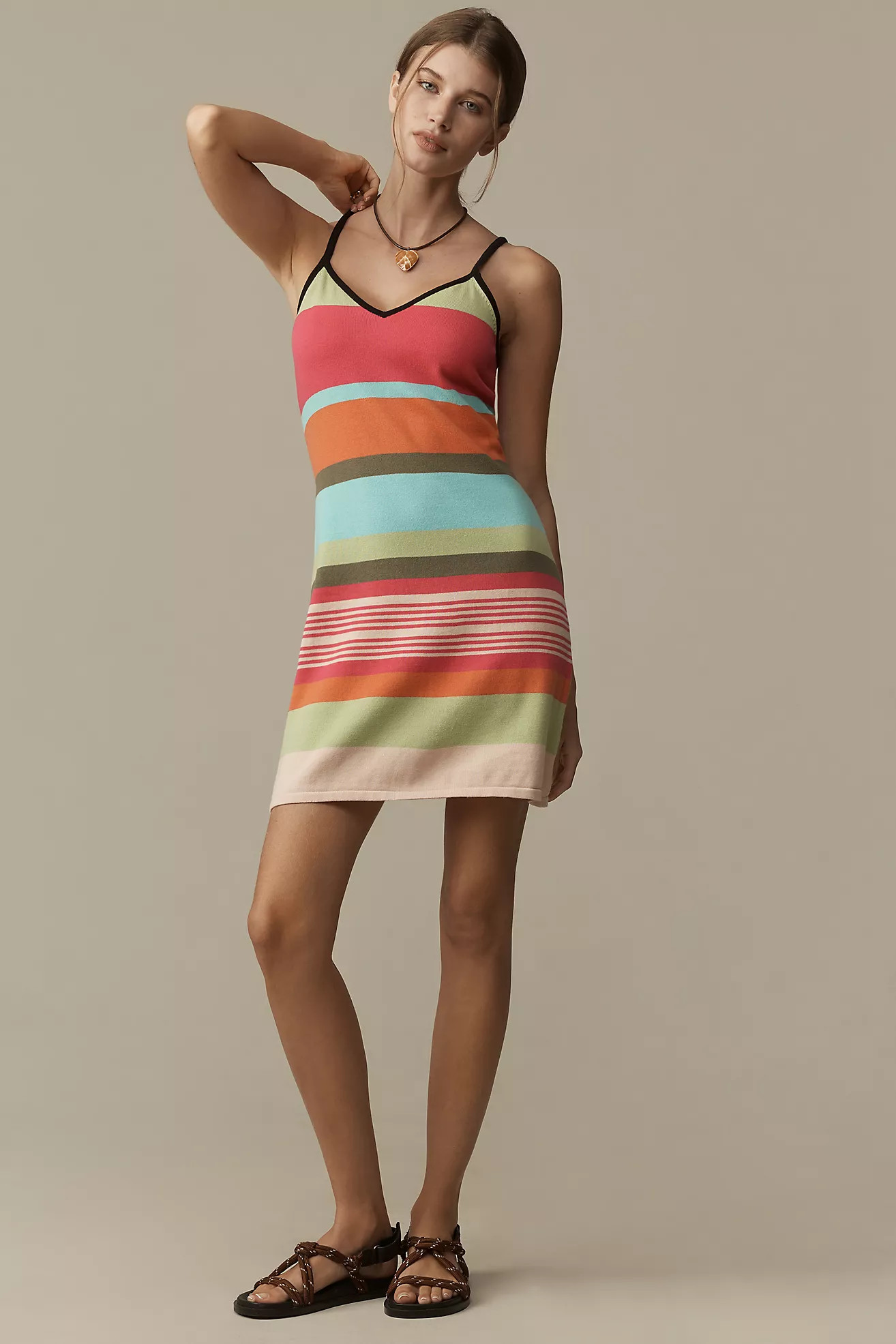 Siempre Cotton V-Neck Mini Sweater Dress | Anthropologie (US)