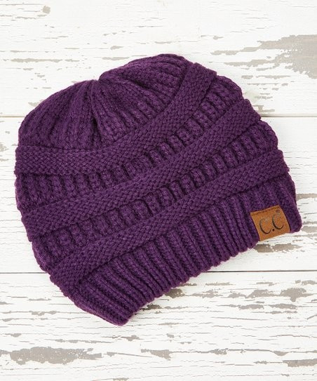 Dark Purple Knit Beanie | Zulily