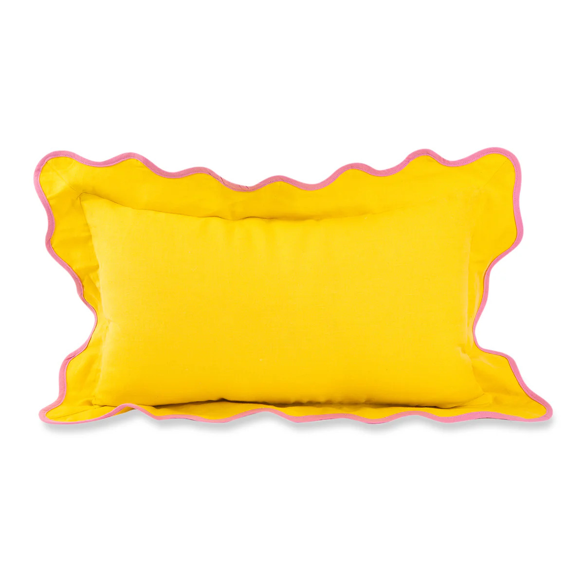 Furbish Studio - Darcy Linen Lumbar Pillow - Yellow + Light Pink | Furbish Studio