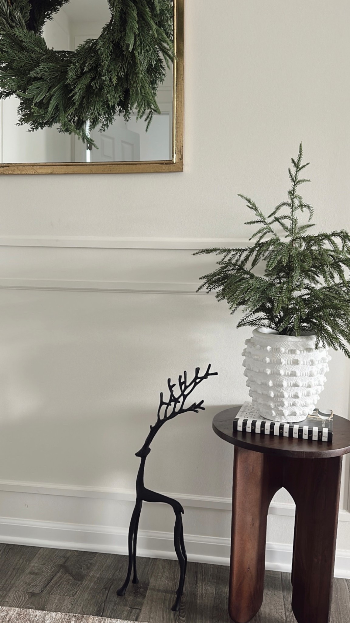 Christmas Foyer Decor #walmartchristmas My Texas House Norfolk Pine Tree 

#LTKHoliday #LTKHome #LTKSeasonal