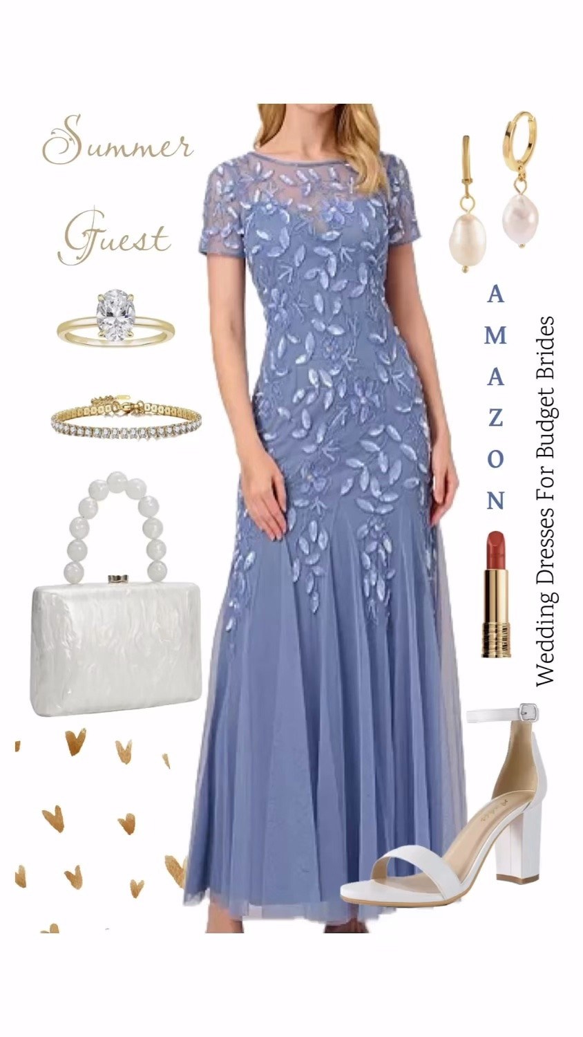 Affordable wedding guest dress and accessories on Amazon.

Special occasion dress, long blue dress, full length dress, formal gown.

Mother of the bride dress. Mother of the groom dress, Adriana Papell dress.

#LTKWedding #LTKSeasonal