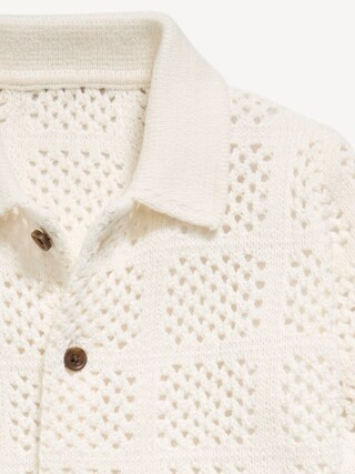Oversized Short-Sleeve Crochet-Knit Shirt for Toddler Boys | Old Navy (US)
