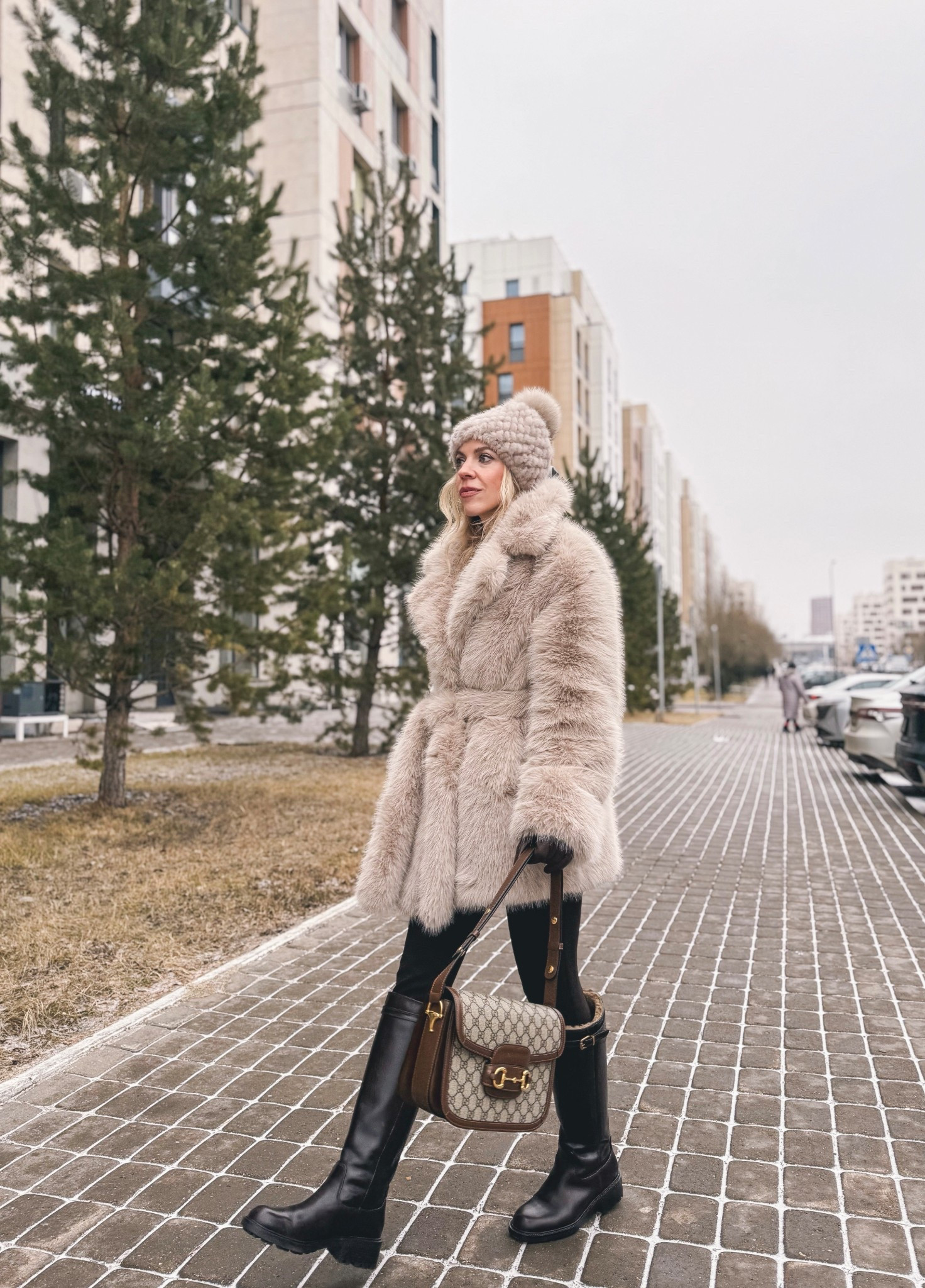 Beige fur coat, beige and dark brown outfit, dark brown leggings, cozy winter outfit, Zara brown leather waterproof snow boots 

#LTKSeasonal #LTKFindsUnder100 #LTKOver40