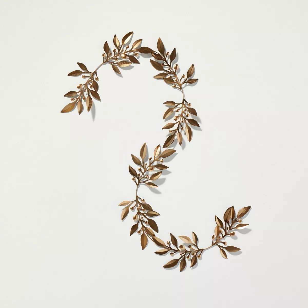5' Decorative Metal Leaf Christmas Garland Antique Brass - Hearth & Hand™ with Magnolia | Target
