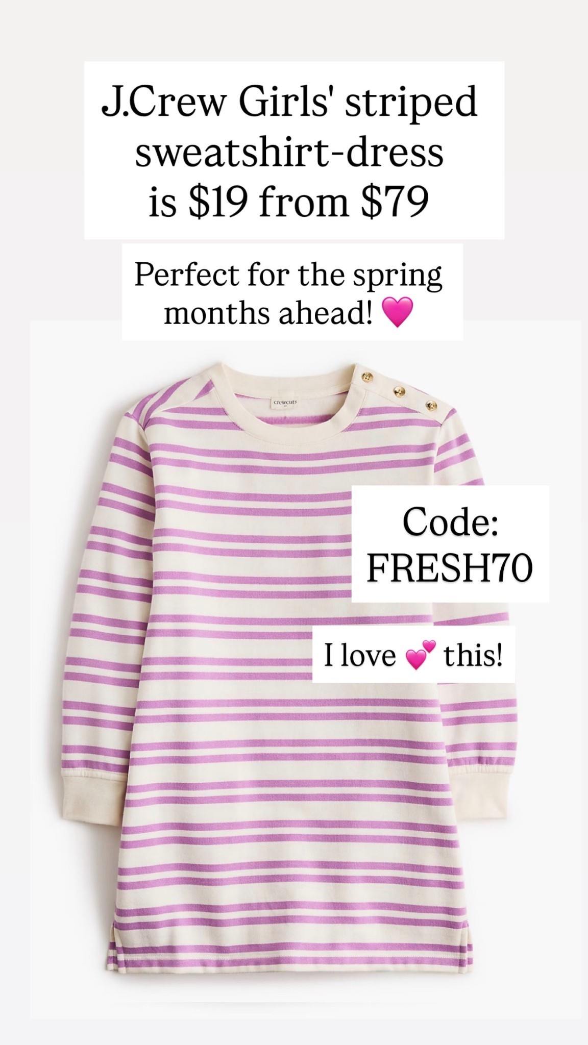 Striped sweatshirt dress for $19 

#LTKKids #LTKSaleAlert