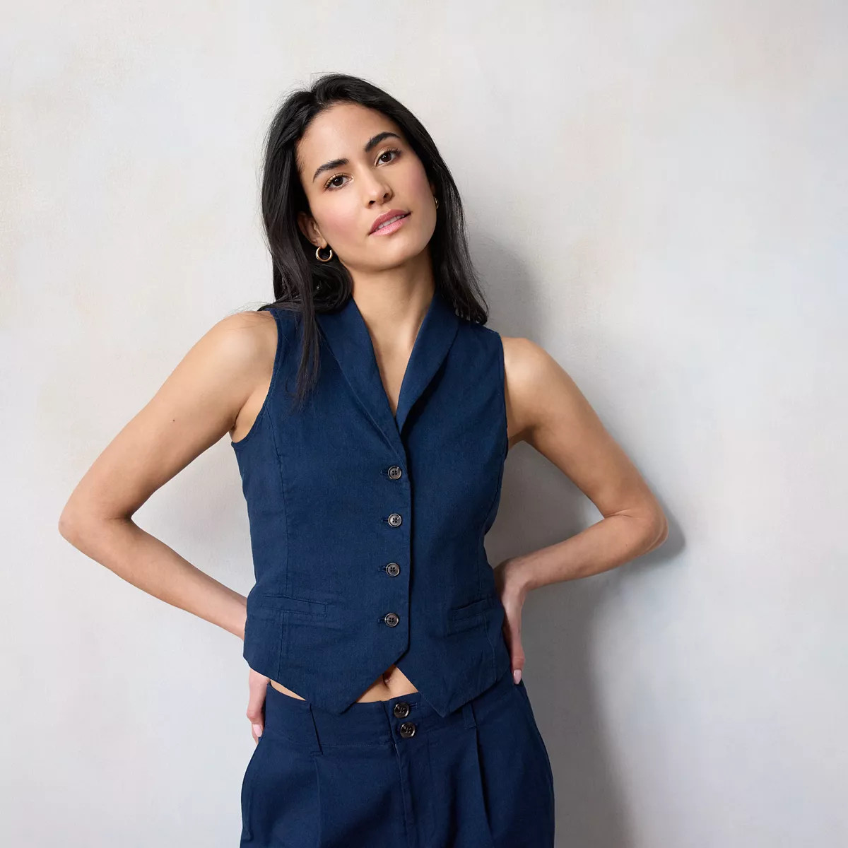 Women's LC Lauren Conrad Slim Fit Button Down Collared Vest | Kohl's