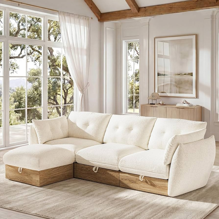 103" L Shaped Cloud Couch Sectional Modular Sofa with Storage, Sectional Deep Seat Couch Oversize... | Amazon (US)