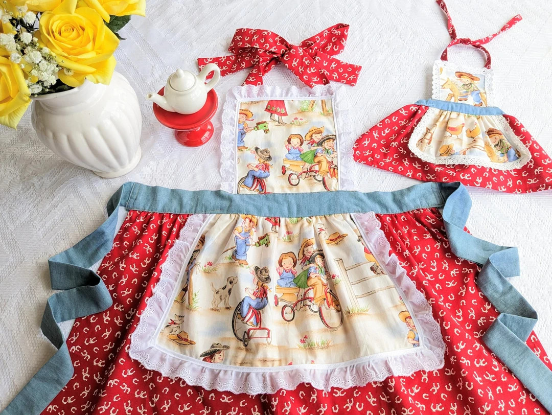 Cowgirl Apron Classic Farm Girl Mommy and Me. - Etsy | Etsy (US)