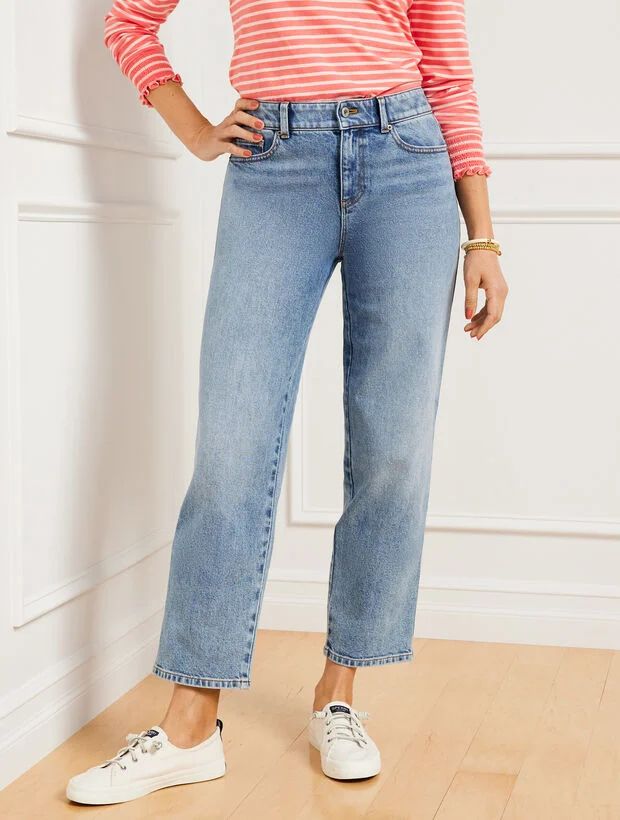 High Waist Straight Ankle Jeans - Newport Wash | Talbots