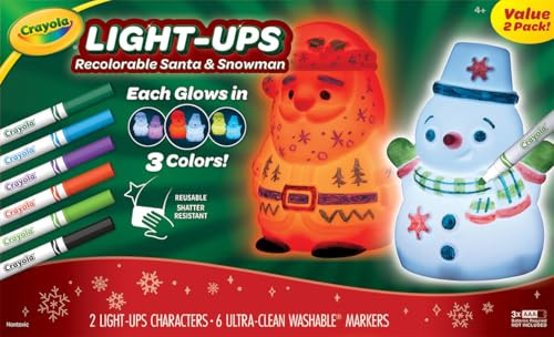 Crayola Light Ups Santa and Snowman Bundle, Recolorable Light Up Toy, Gift for Kids, 5, 6, 7, 8 | Amazon (US)