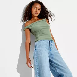 Women's Ribbed Twist Tank Top - Wild Fable\u2122 Fern Green S | Target