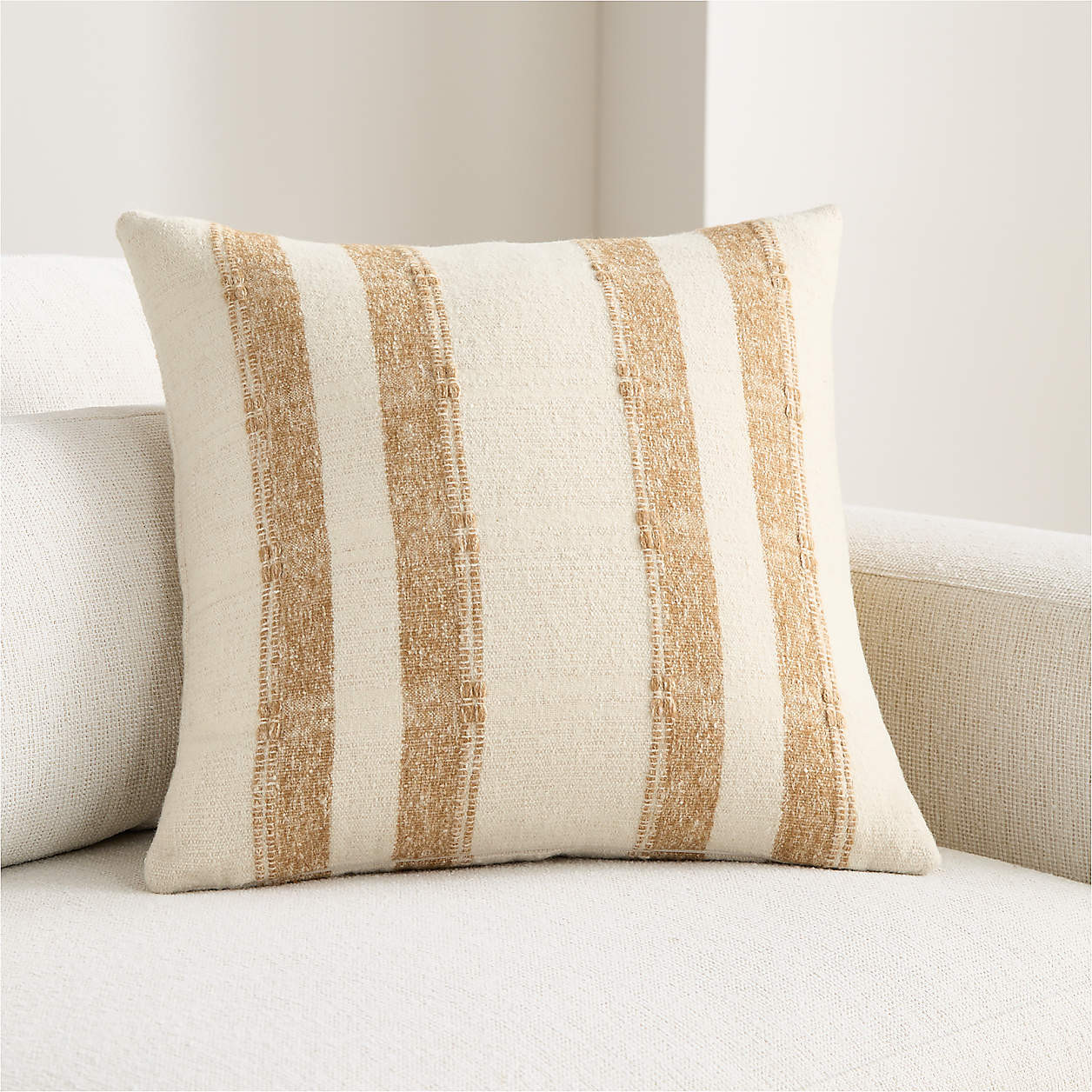 Bowly Wool Blend 20"x20" Camel Tan Throw Pillow Cover | Crate & Barrel | Crate & Barrel