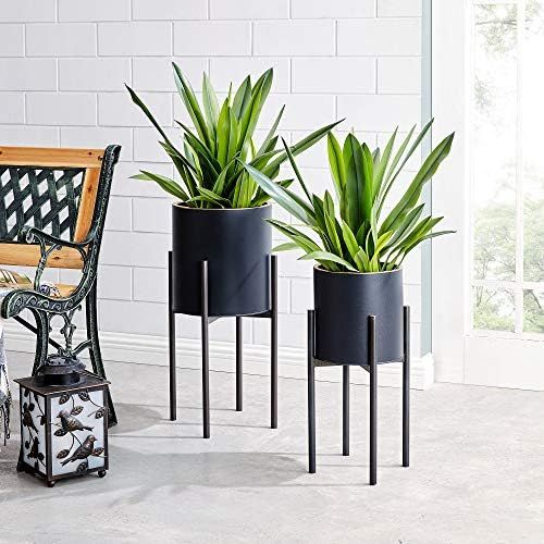 FirsTime & Co. Arden Planter 2-Piece Set, American Crafted, Black, 10.5 x 10.5 x 23 , | Amazon (US)