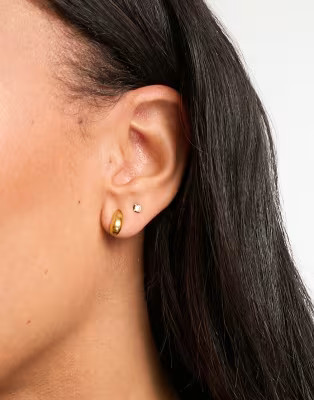 ASOS DESIGN waterproof stainless steel stud earrings with tear drop design in gold tone | ASOS (Global)