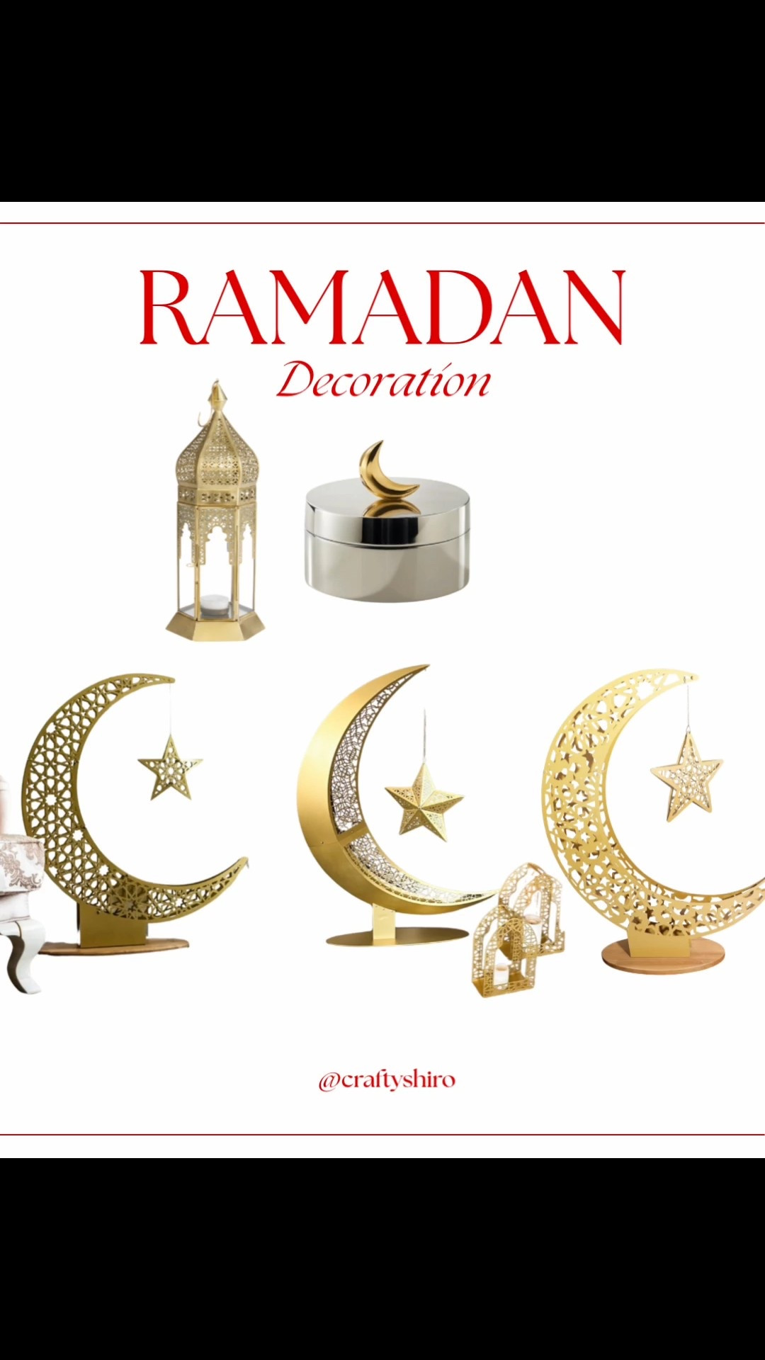 ✨ Ramadan Decor Inspiration ✨
Elevate your home this holy month with these gold crescent moon decorations 🌙
Perfect for Ramadan table decor, Eid decorations, Islamic home decor, and modern Ramadan styling. These timeless crescent moon ornaments pair beautifully with lanterns, prayer corners, mantels, shelves, and festive tablescapes.

Whether you’re decorating for Ramadan Mubarak, iftar gatherings, or Eid al-Fitr celebrations, these moons add the perfect touch of luxury, warmth, and tradition 🤍✨

🌙 Ramadan decorations
🌙 Eid decor ideas
🌙 Crescent moon decor
🌙 Islamic home styling
🌙 Gold Ramadan decor
🌙 Modern Muslim home
🌙 Festive Ramadan vibes

Saving this for your Ramadan home refresh ✨

#LTKSeasonal #LTKHome #LTKgrwm