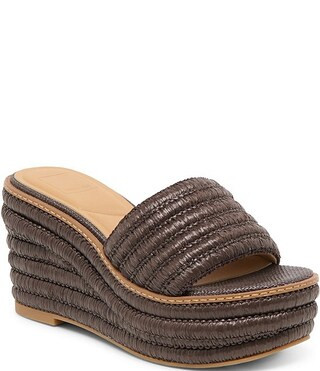 Throne Raffia Wedge Platform Sandals | Dillard's