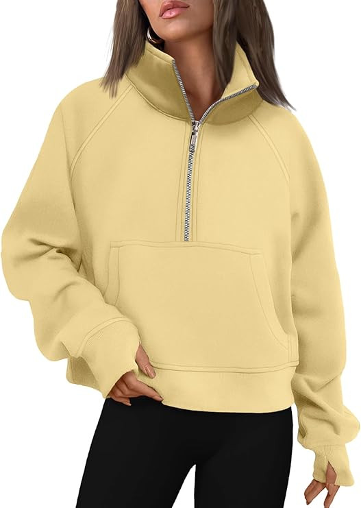 AUTOMET Womens Sweatshirts Half Zip Cropped Pullover Fleece Quarter Zipper Hoodies 2025 Fall Fash... | Amazon (US)