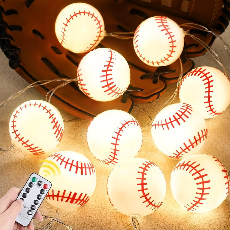 Erweicet Baseball Decor 6.5FT 10 LED Baseball String Lights for Boys Room Decor | Amazon (US)
