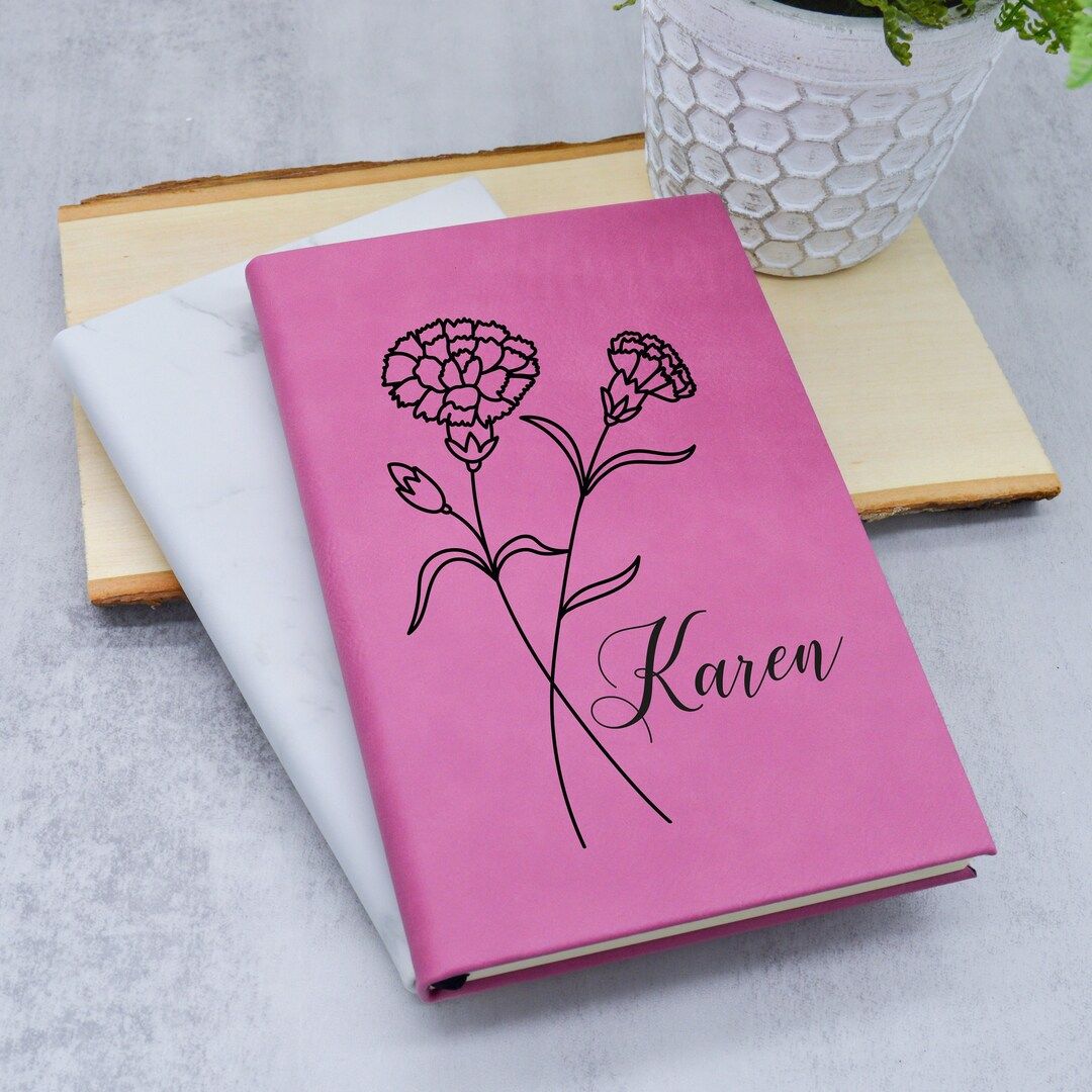 Birth Flower Journal, Birth Month Flower, Personalized Journal, Leather Journal, Prayer Journal, ... | Etsy (US)