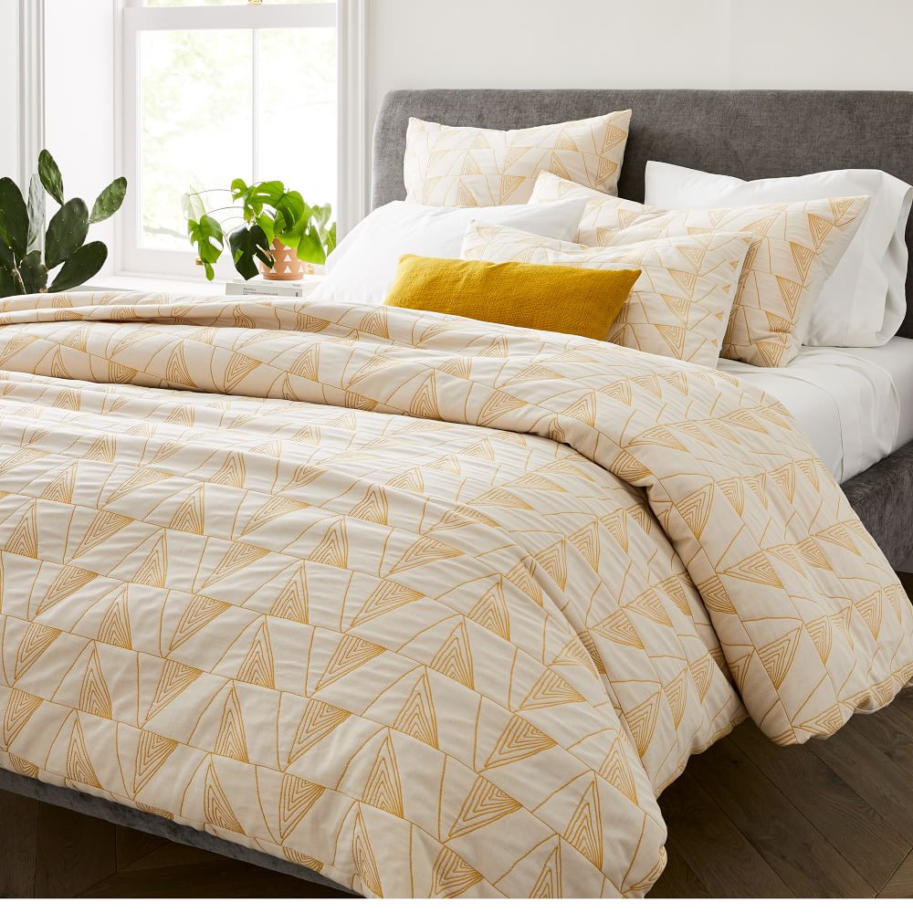 Organic Cotton Textural Linework Duvet Cover &amp; Shams | West Elm (US)