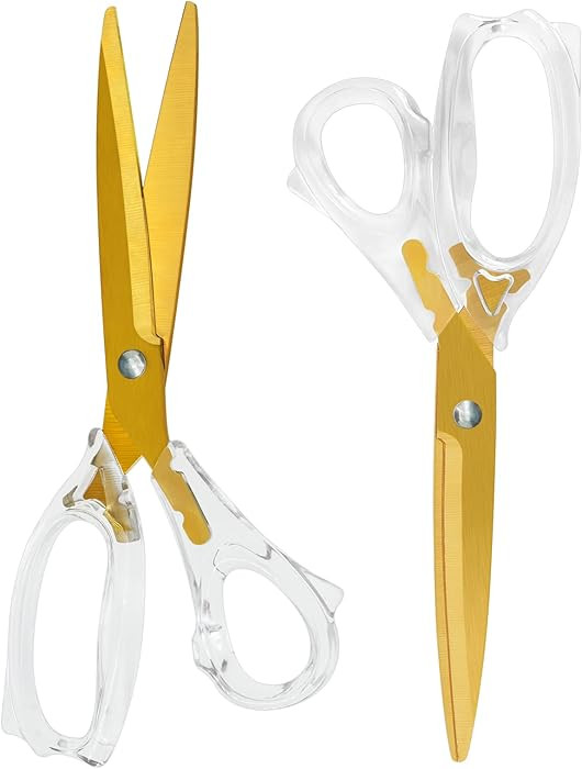 Scissors all Purpose,Acrylic Gold Scissors,Titanium Coated Blades Clear Comfort-Grip Handle,Sharp... | Amazon (US)