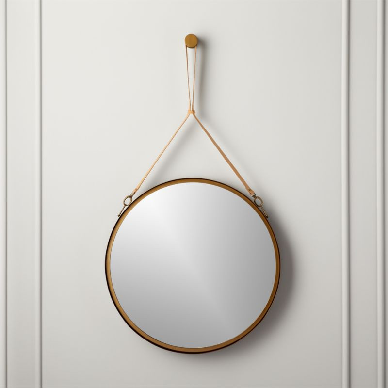 Victor Brass Leather Wall Mirror 24" + Reviews | CB2 | CB2