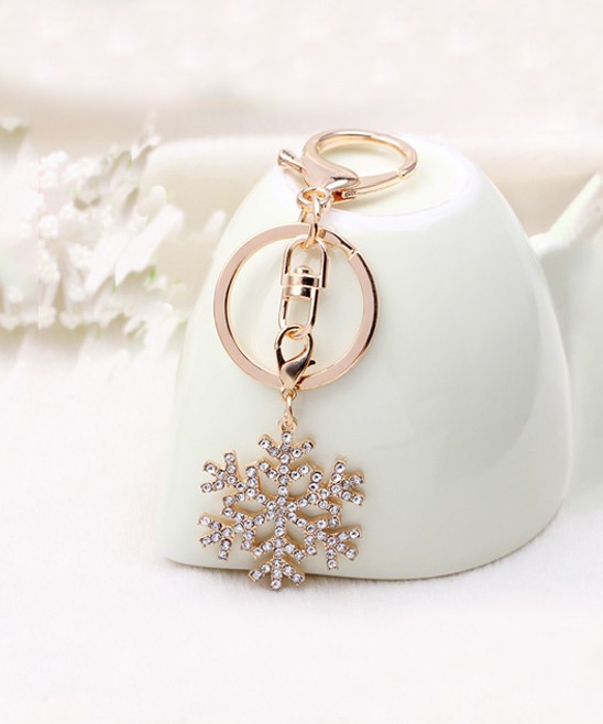 Ella & Elly Women's Jewelry Charms Goldtone - Crystal & Rose Goldtone Snowflake Purse Charm | Zulily