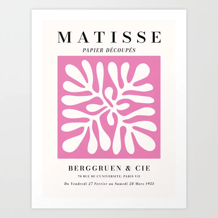 Henri Matisse Pink Paper Cut Outs Exhibition Art Print | Society6