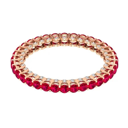 2 CT Round Cut Lab Created Ruby and Moissanite Eternity Wedding Band 14K Rose Gold Size:US 3.00 | Walmart (US)