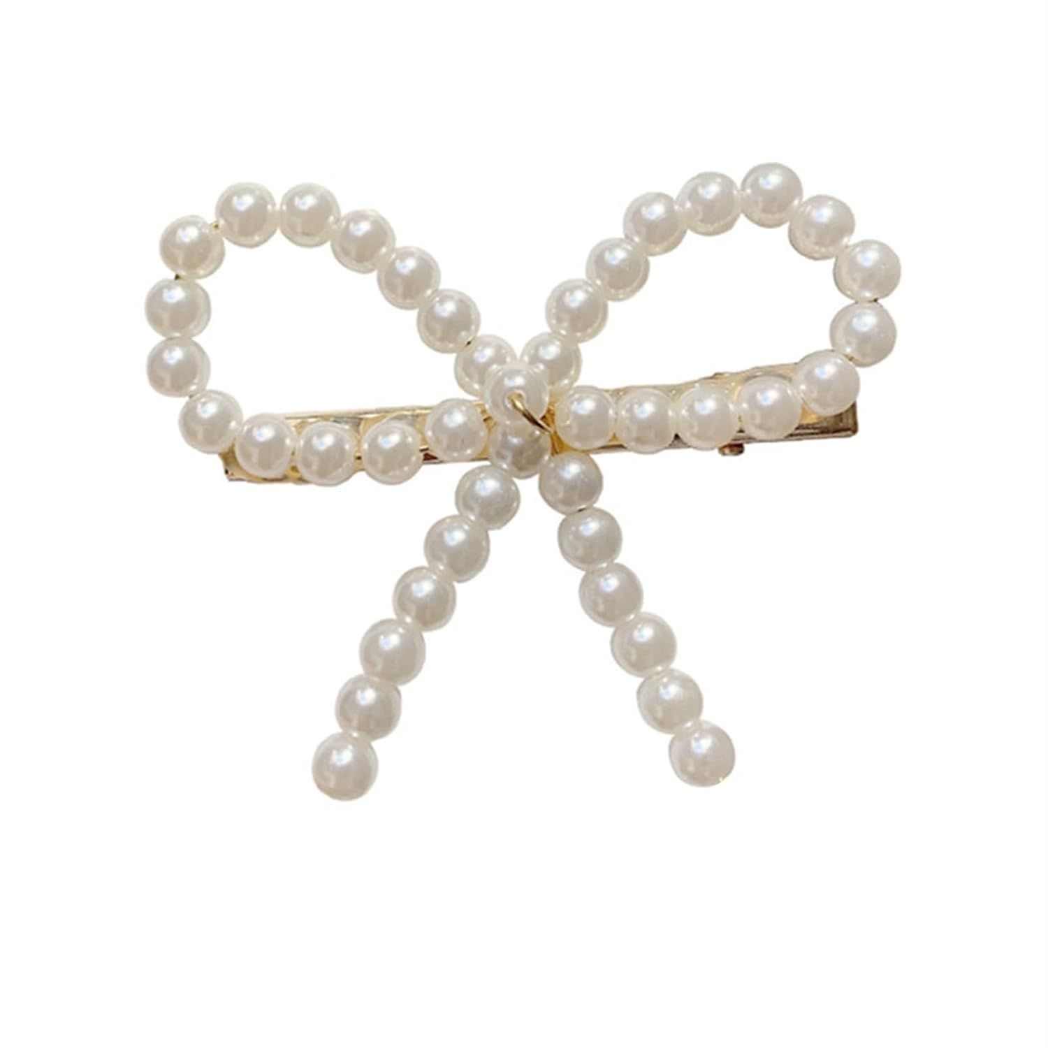 Pearl Bow Hair Clip - 1Pcs Elegant and Sweet White Pearl Bow Hair Barrette Pearl Hairpin Headwear... | Amazon (US)