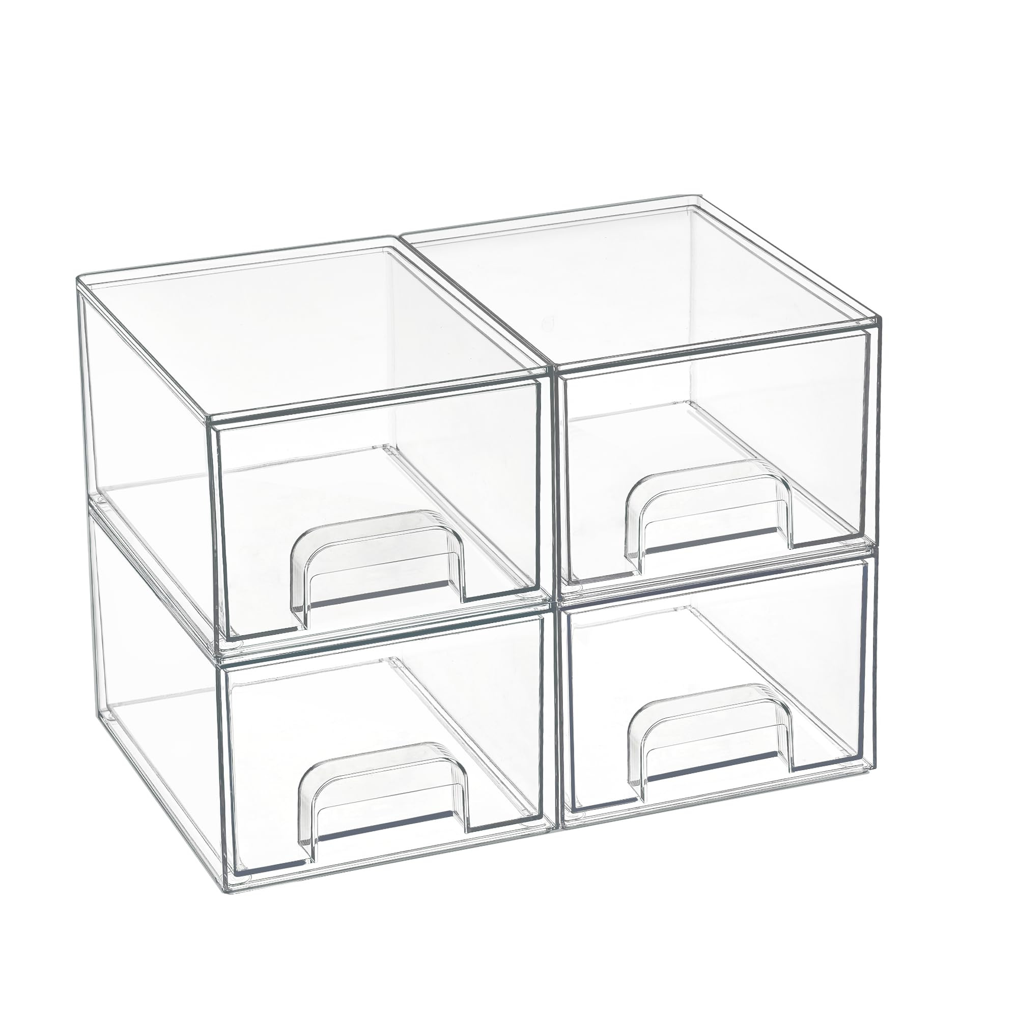 Vtopmart 4 Pack Small Clear Stackable Storage Drawers,Acrylic Bathroom Makeup Organizer,Plastic S... | Amazon (US)