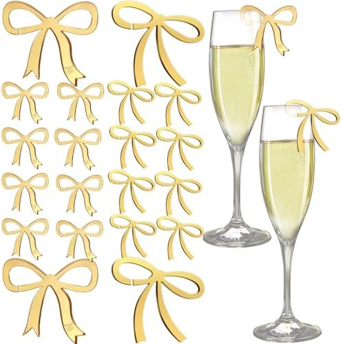 20Pcs Bow Drink Markers Bowknot Drink Tag Wine Glass Charm Drink Charms Wine Charms for Birthday ... | Amazon (US)