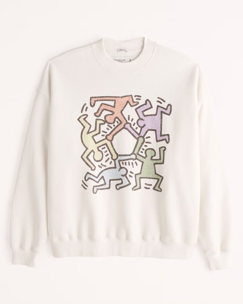 Abercrombie & Fitch Men's Keith Haring Graphic Crew Sweatshirt in Off White - Size XXL | Abercrombie & Fitch (US)