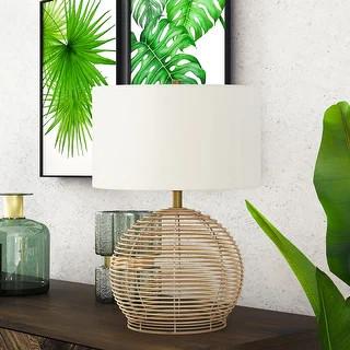 Bryn Modern Coastal Table Lamp in Rattan - On Sale - Overstock - 23145433 | Bed Bath & Beyond