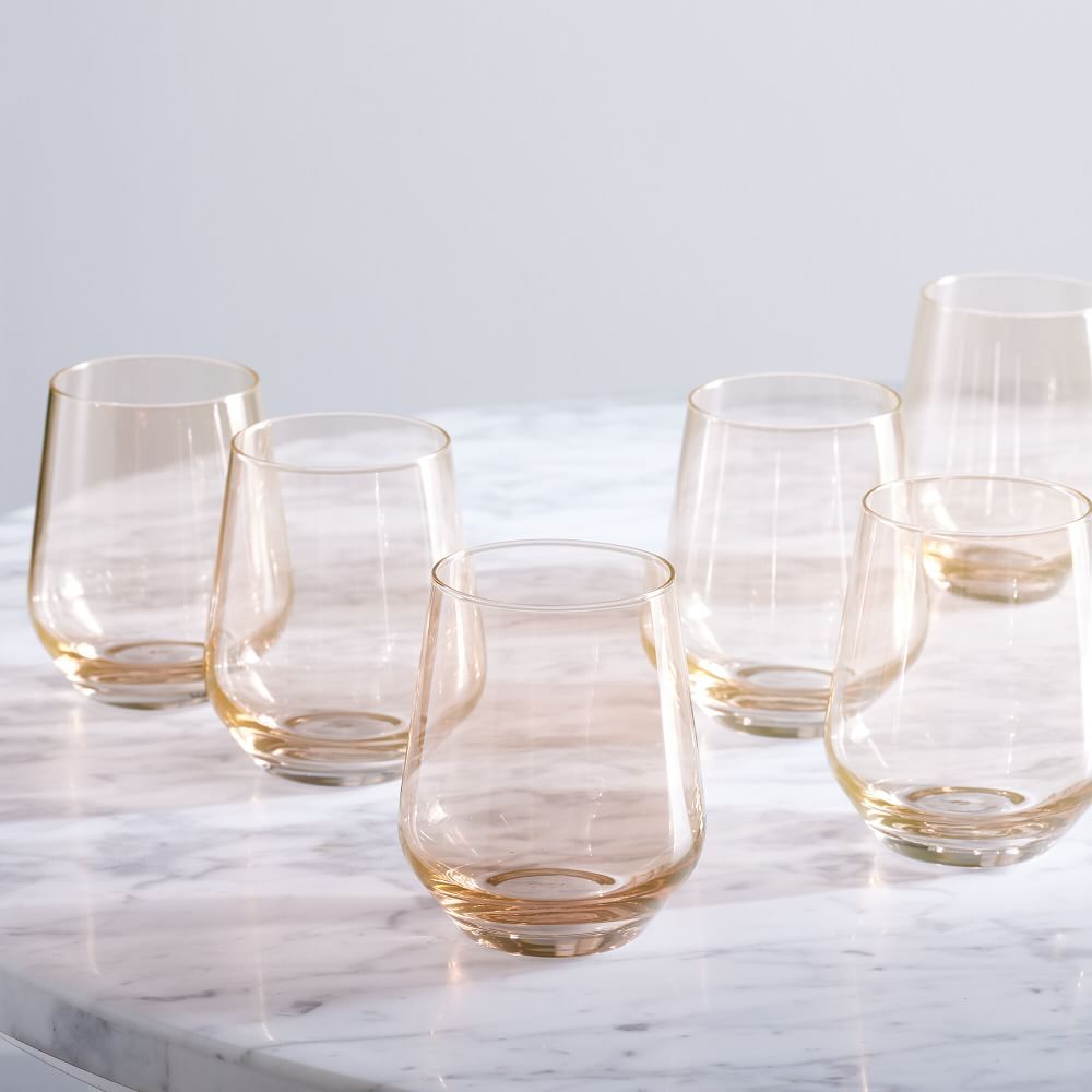 Estelle Colored Glass Stemless Wine Glass | West Elm (US)