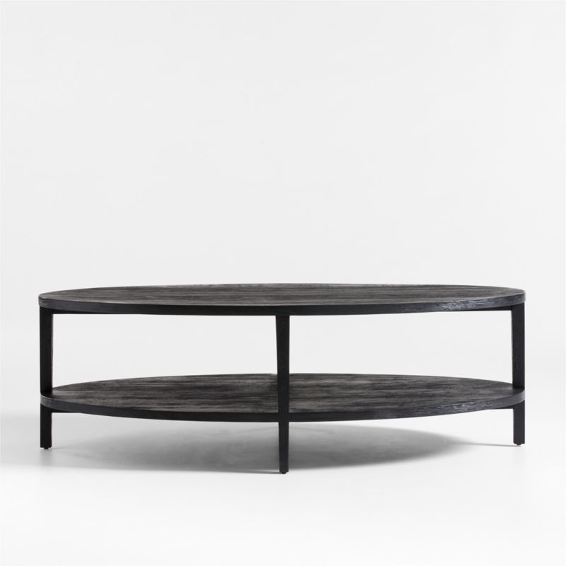 Clairemont Oval Ebonized 60" Coffee Table with Shelf + Reviews | Crate & Barrel | Crate & Barrel