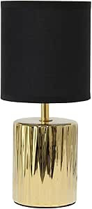 Simple Designs LT1132-GLD 11.61" Tall Contemporary Ruffled Metallic Gold Capsule Bedside Table De... | Amazon (US)