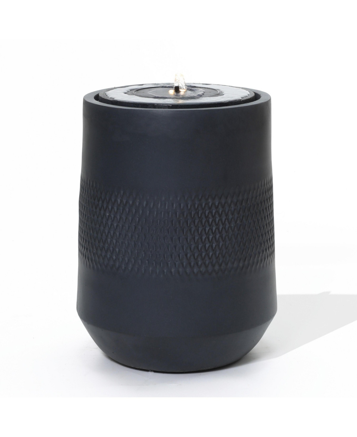 LuxenHome Dark Gray Resin Round Bubbler 23" Tall Outdoor Fountain with Lights, Solar Powered - Gray | Macy's