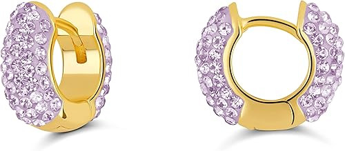 MILLA Neon Colorful Hoop Earrings - Sparkly Red, Cute Pink, Tiny Purple & Royal Blue | Amazon (US)