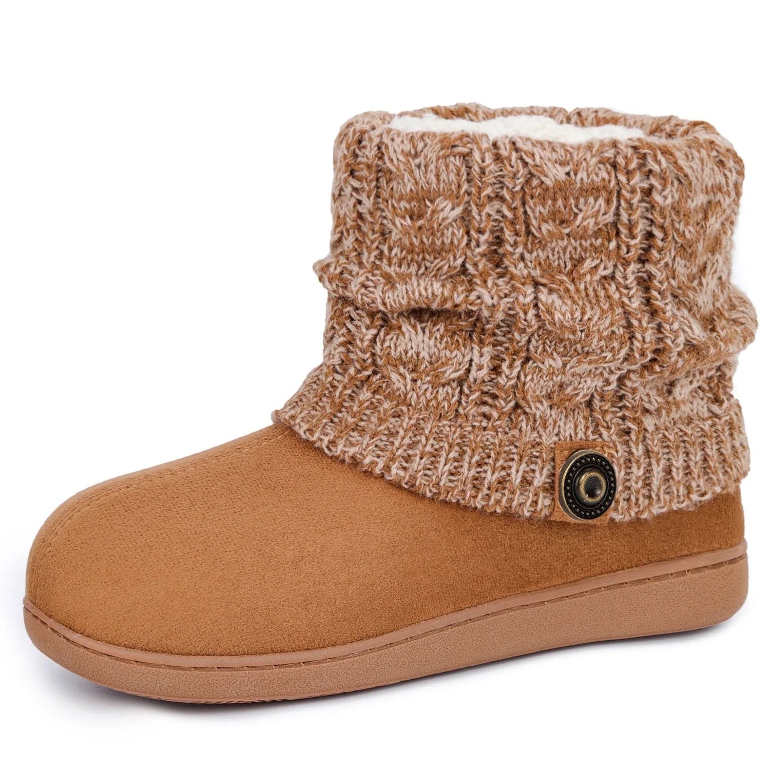 Homeier Ralph Women's Woolen Yarn Knit Bootie Slippers Memory Foam House Shoe | Walmart (US)